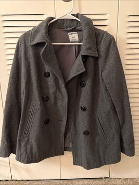 Old Navy Gray Double-Breasted Peacoat